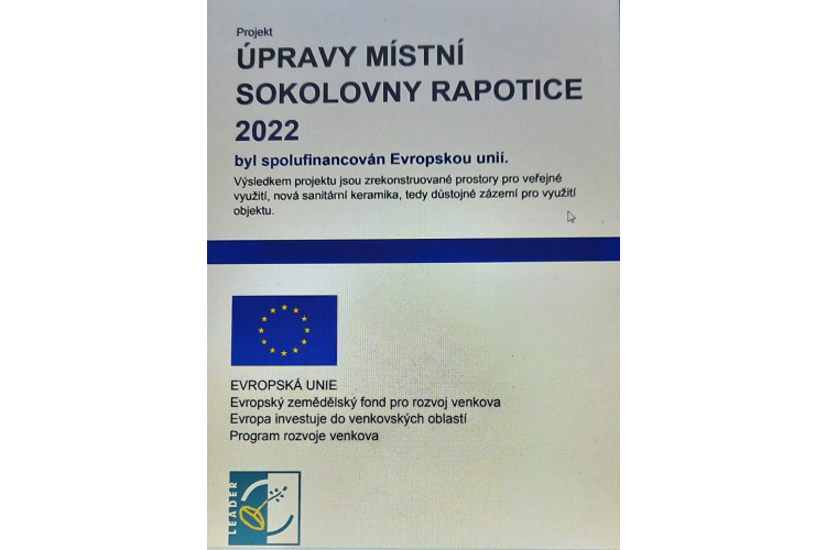 ÚPRAVY MÍSTNÍ SOKOLOVNY RAPOTICE 2022